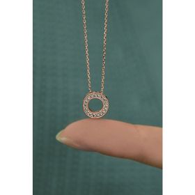 Papatya Silver 925 Ayar Gümüş Rose Kaplama Taşlı Yuvarlak Kolye