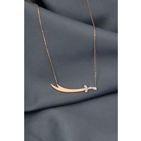 Papatya Silver 925 Ayar Gümüş Rose Kaplama Taşlı Zülfikar Kılıç Kolye