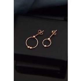 Papatya Silver 925 Ayar Gümüş Rose Kaplama Tek ve Çift Toplu Halka Çivili Küpe