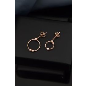 Papatya Silver 925 Ayar Gümüş Rose Kaplama Tek ve Çift Toplu Halka Çivili Küpe