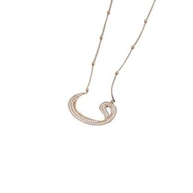 Papatya Silver 925 Ayar Gümüş Rose Kaplama Top Zincirli Zirkon Taşlı Vav Kolye