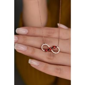 Papatya Silver 925 Ayar Gümüş Rose Kaplama Uğur Böcekli Sonsuzluk Kolye