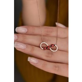 Papatya Silver 925 Ayar Gümüş Rose Kaplama Uğur Böcekli Sonsuzluk Kolye