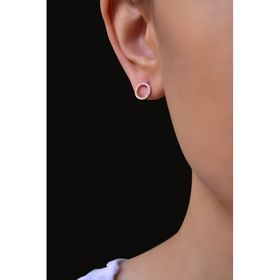 Papatya Silver 925 Ayar Gümüş Rose Kaplama Zirkon Taşlı Çivili Çember Küpe