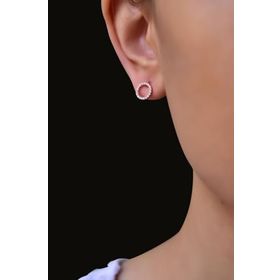 Papatya Silver 925 Ayar Gümüş Rose Kaplama Zirkon Taşlı Çivili Çember Küpe