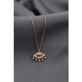 Papatya Silver 925 Ayar Gümüş Rose Kaplama Zirkon Taşlı Kirpik Göz Kolye