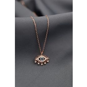 Papatya Silver 925 Ayar Gümüş Rose Kaplama Zirkon Taşlı Kirpik Göz Kolye