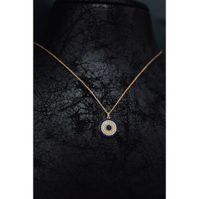 Papatya Silver 925 Ayar Gümüş Rose Kaplama Zirkon Taşlı Nazar Boncuğu Kolye
