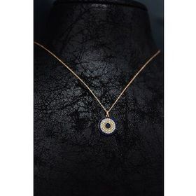 Papatya Silver 925 Ayar Gümüş Rose Kaplama Zirkon Taşlı Nazar Boncuğu Kolye