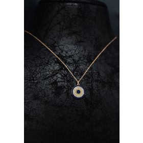 Papatya Silver 925 Ayar Gümüş Rose Kaplama Zirkon Taşlı Nazar Boncuğu Kolye