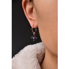 Papatya Silver 925 Ayar Gümüş Rose Kaplama Zirkon Taşlı Plumeria Halka Küpe