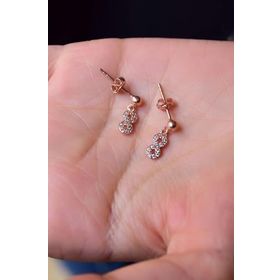 Papatya Silver 925 Ayar Gümüş Rose Kaplama Zirkon Taşlı Sonsuzluk Çivili Küpe
