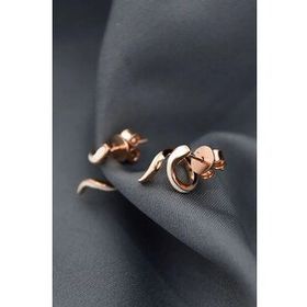 Papatya Silver 925 Ayar Gümüş Rose Kaplama Zirkon Taşlı Yeşil Gözlü Beyaz Mineli Yılan Küpe