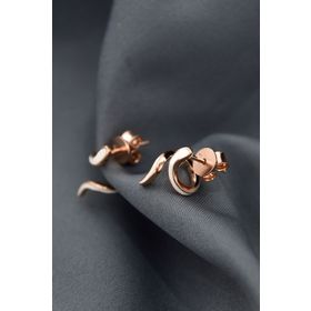 Papatya Silver 925 Ayar Gümüş Rose Kaplama Zirkon Taşlı Yeşil Gözlü Beyaz Mineli Yılan Küpe
