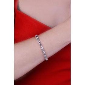 Papatya Silver 925 Ayar Gümüş Sıralı Damla ve Dikdörtgen Taşlı Bileklik