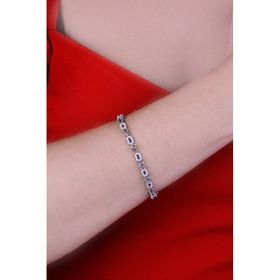 Papatya Silver 925 Ayar Gümüş Sıralı Damla ve Dikdörtgen Taşlı Bileklik