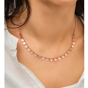 Papatya Silver 925 Ayar Gümüş Sıralı Kalpli Pul Kolye