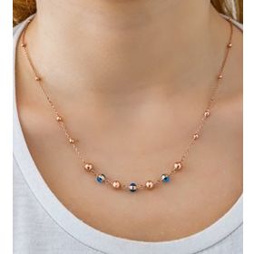 Papatya Silver 925 Ayar Gümüş Sıralı Nazar Boncuklu Top Zincir Kolye