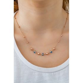 Papatya Silver 925 Ayar Gümüş Sıralı Nazar Boncuklu Top Zincir Kolye