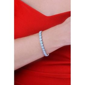 Papatya Silver 925 Ayar Gümüş Sıralı Yuvarlak Firuze Taşlı Bileklik