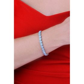 Papatya Silver 925 Ayar Gümüş Sıralı Yuvarlak Firuze Taşlı Bileklik