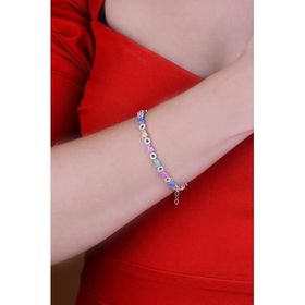 Papatya Silver 925 Ayar Gümüş Sıralı Yuvarlak ve Damla Taşlı Bileklik