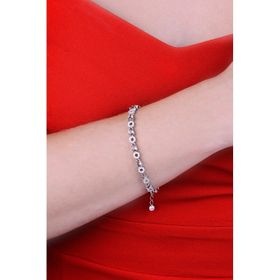 Papatya Silver 925 Ayar Gümüş Sıralı Yuvarlak ve Damla Taşlı Bileklik