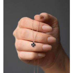 Papatya Silver 925 Ayar Gümüş Siyah Yonca Kolye