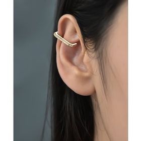Papatya Silver 925 Ayar Gümüş Taşlı Altın Kaplama Beyaz Mineli Kıkırdak Küpe