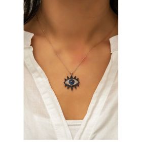 Papatya Silver 925 Ayar Gümüş Taşlı Göz Kolye