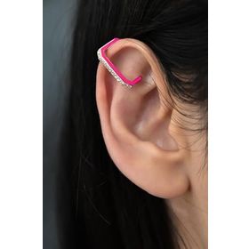 Papatya Silver 925 Ayar Gümüş Taşlı Rose Kaplama Pembe Mineli Kıkırdak Küpe