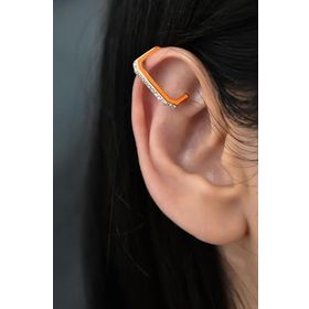 Papatya Silver 925 Ayar Gümüş Taşlı Rose Kaplama Turuncu Mineli Kıkırdak Küpe