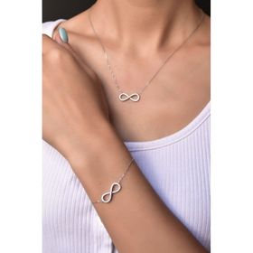 Papatya Silver 925 Ayar Gümüş Taşlı Sonsuzluk Kadın Kolye Bileklik Set