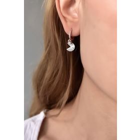 Papatya Silver 925 Ayar Gümüş Tek Taşlı Fıfırlı Halka Küpe