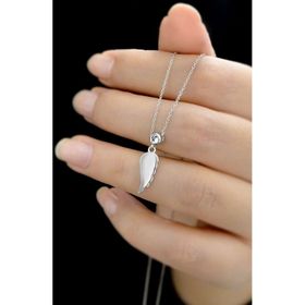 Papatya Silver 925 Ayar Gümüş Tek Taşlı Kanat Rodyum Kaplama Kolye