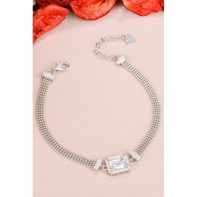 Papatya Silver 925 Ayar Gümüş Toplu Rodyum Kaplama Baget Taşlı Bileklik
