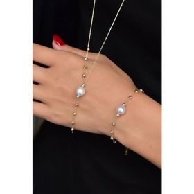 Papatya Silver 925 Ayar Gümüş Üç Renk Dorika Toplu Kolye Bileklik Set