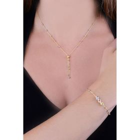 Papatya Silver 925 Ayar Gümüş Üç Renk Dorika Toplu Kolye Bileklik Set