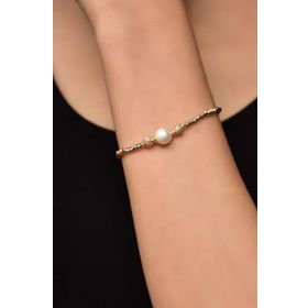 Papatya Silver 925 Ayar Gümüş Üç Renk Dorika Toplu Simli İnci Taşlı Bileklik