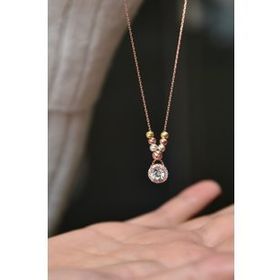 Papatya Silver 925 Ayar Gümüş Üç Renk Dorika Toplu Tektaş Kolye