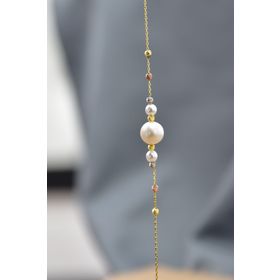 Papatya Silver 925 Ayar Gümüş Üç Renk Kaplama Dorika Toplu İncili Kadın Bileklik