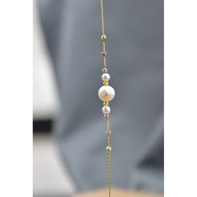 Papatya Silver 925 Ayar Gümüş Üç Renk Kaplama Dorika Toplu İncili Kadın Bileklik