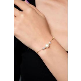 Papatya Silver 925 Ayar Gümüş Üç Renk Kaplama Dorika Toplu İncili Kadın Bileklik