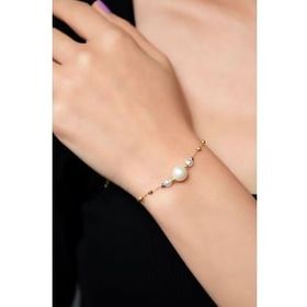 Papatya Silver 925 Ayar Gümüş Üç Renk Kaplama Dorika Toplu Üç İncili Kadın Bileklik