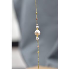 Papatya Silver 925 Ayar Gümüş Üç Renk Kaplama Dorika Toplu Üç İncili Kadın Bileklik