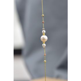 Papatya Silver 925 Ayar Gümüş Üç Renk Kaplama Dorika Toplu Üç İncili Kadın Bileklik