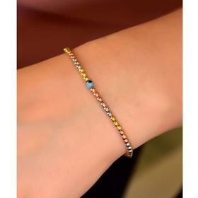 Papatya Silver 925 Ayar Gümüş Üç Renkli Gözlü Dorika Toplu Bileklik