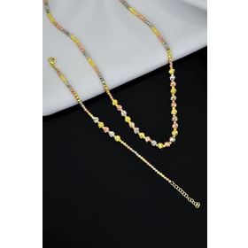 Papatya Silver 925 Ayar Gümüş Üç Renkli İki Boy Dorika Toplu Kolye ve Bileklik Set
