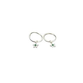 Papatya Silver 925 Ayar Gümüş Yeşil Taşlı Yıldız Model Halka Küpe
