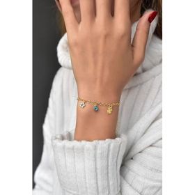 Papatya Silver 925 Ayar Gümüş Yıldız, Nazar Göz, Yonca Şans Bileklik